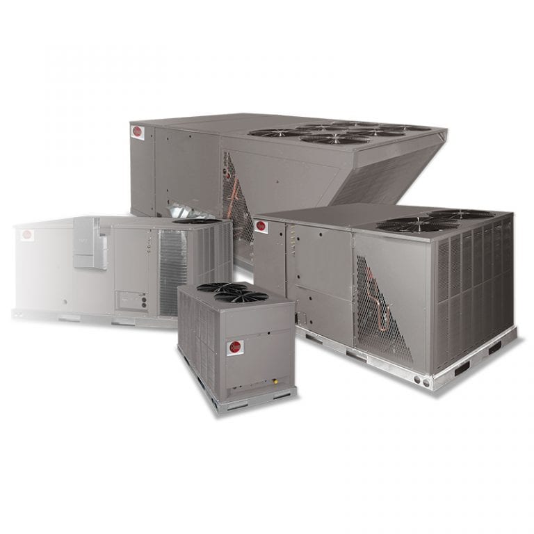 Industrial HVAC units arranged in a group.